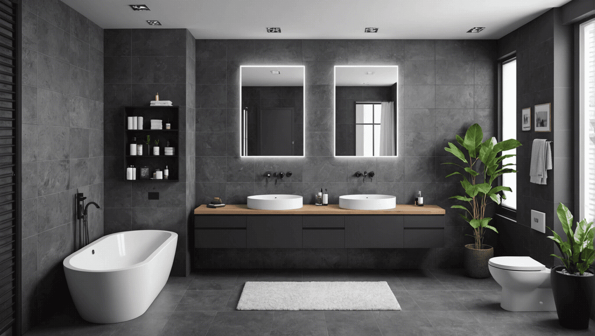salle de bain moderne grise et noir