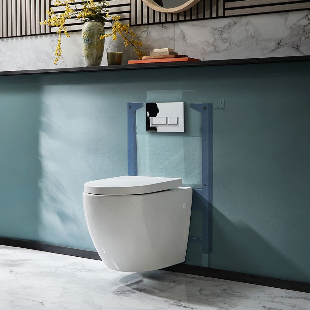 Wc suspendu sur mur couleur ashy blue